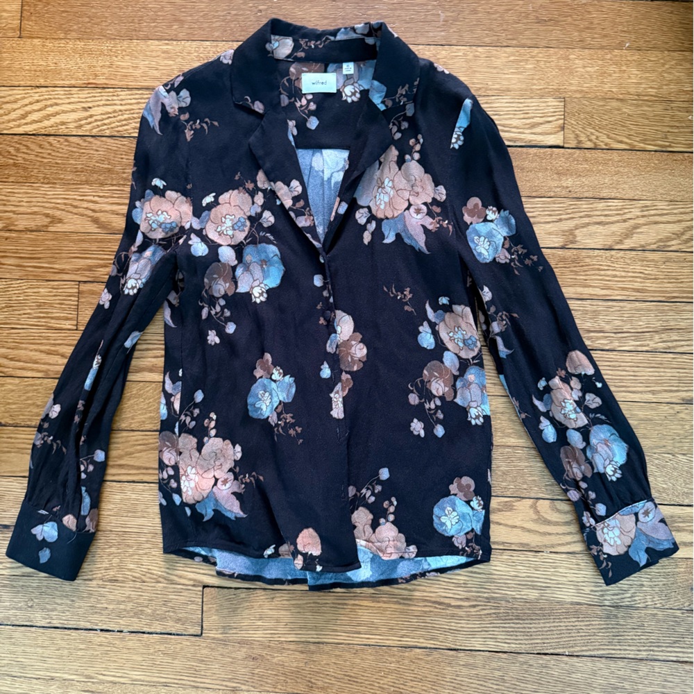 Wilfred Black Floral Blouse - Size XS